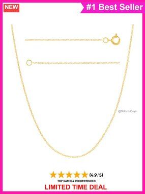 14K Solid Yellow Gold Rope Chain Necklace 1.2mm Dainty 18" Pendant Chain